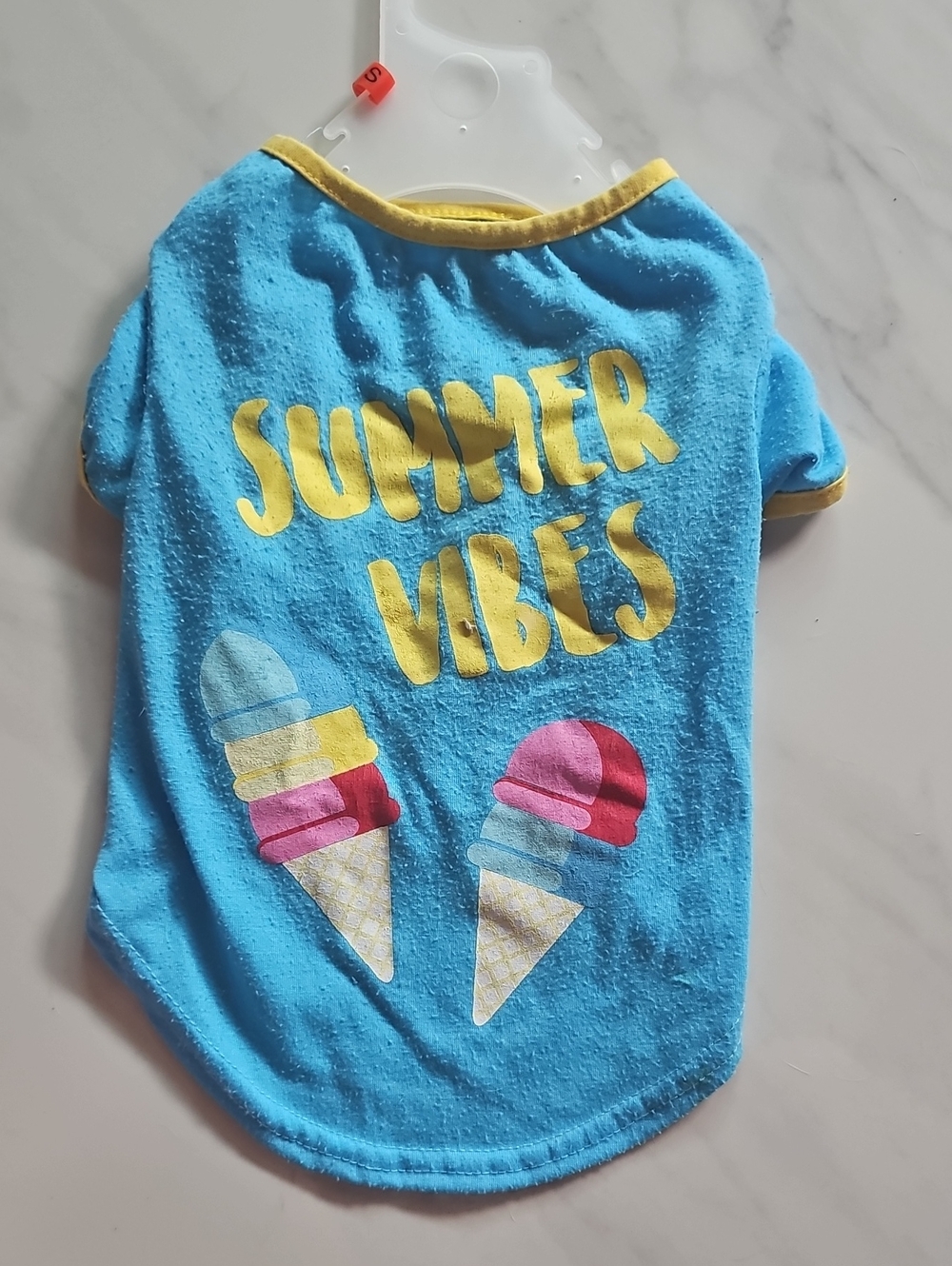 Summer Vibes Blue Doggy T-Shirt with Ice Cream Print